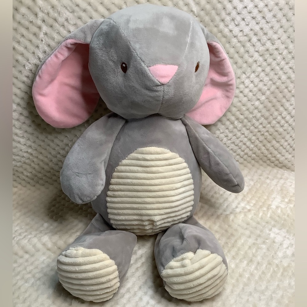 Kellytoy Gray and Pink Plush Bunny Rabbit Stuffed Animal Toy with Rattle Inside